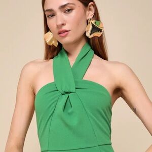 Lulu's Vibrant Green Halter Maxi Dress